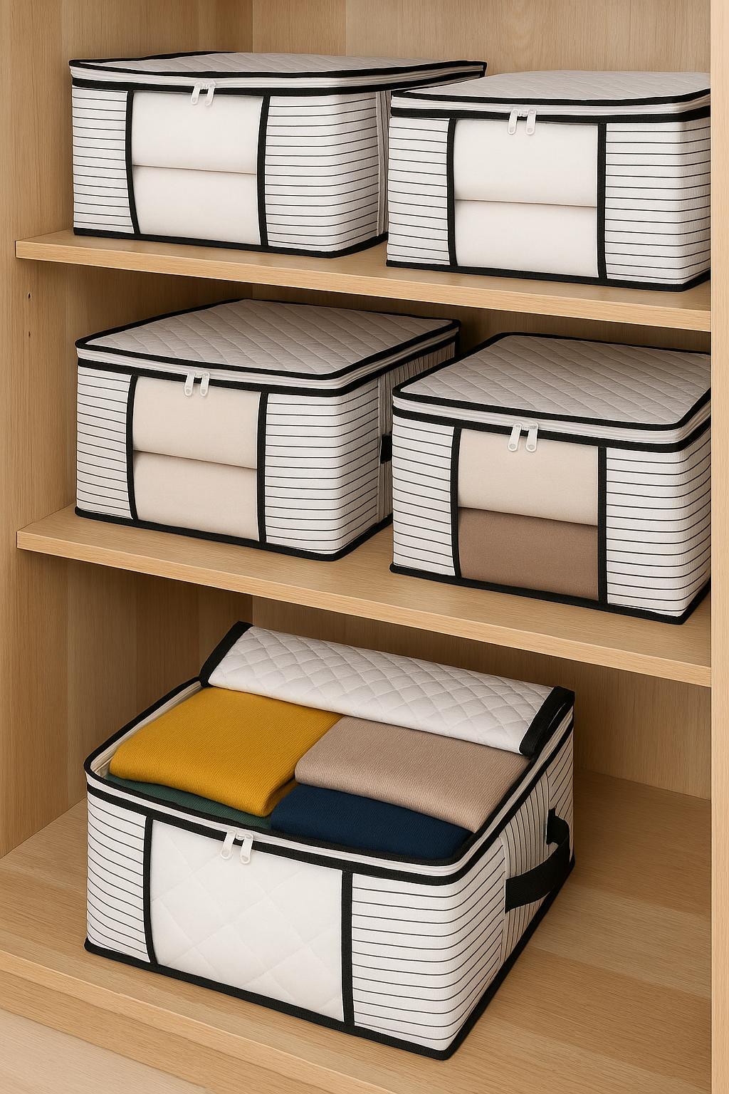 Mittelgroßer, r, mit Fenstern versehener Pullover-Piqué-Decke, Schrank-Organizer, 40 x 40 x 30 cm - 4 Pieces
