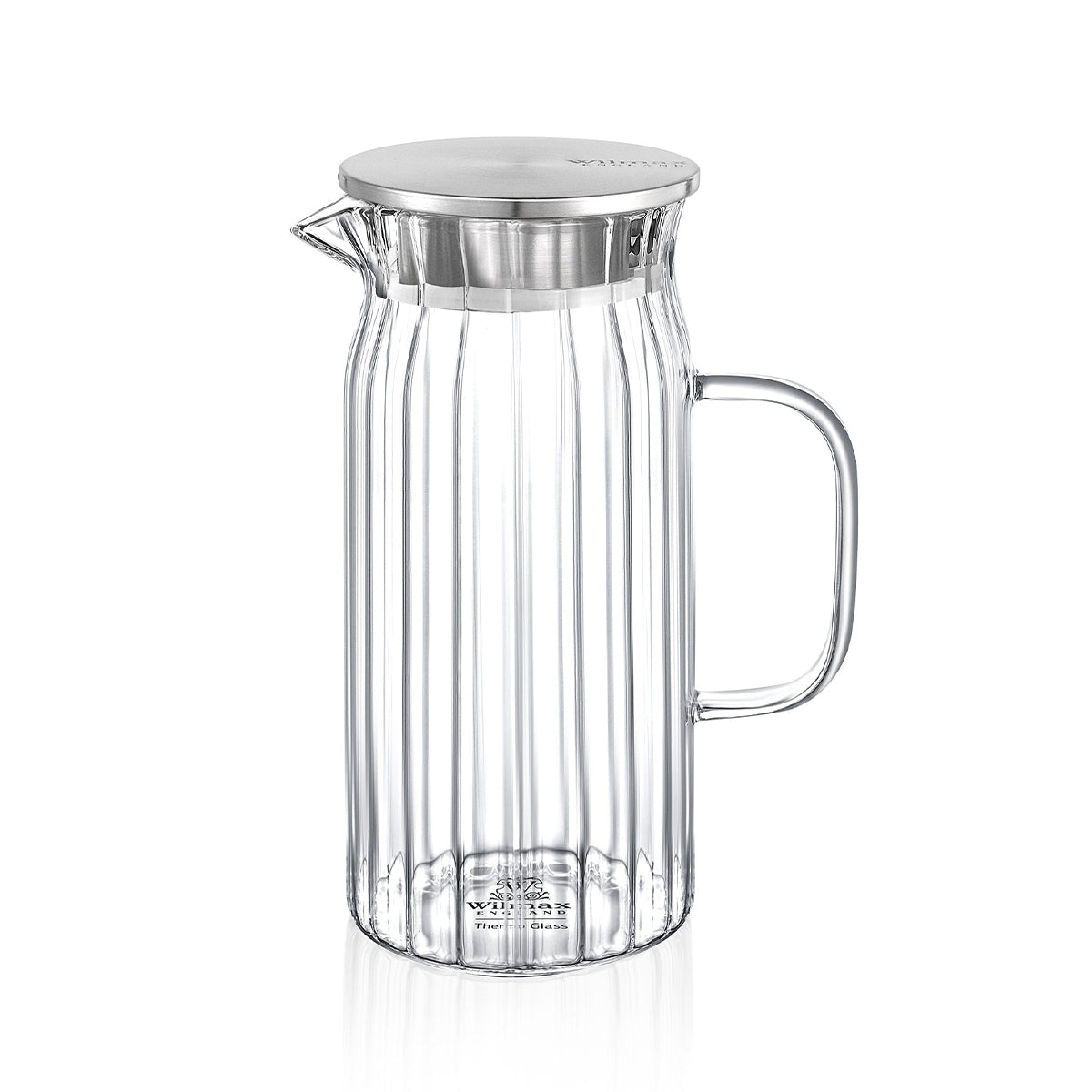 Wilmax Borosilikat Glas Krug mit Edelstahl-Deckel