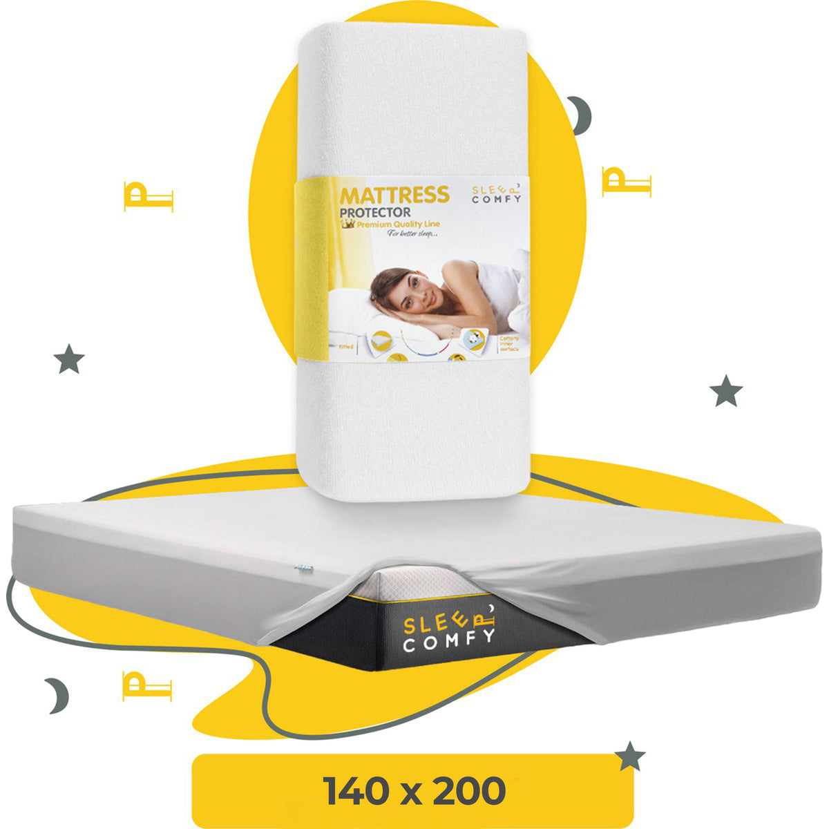 Sleep Comfy Matratzenschoner - Wasserdicht, Antibakteriell, Rundumgummi