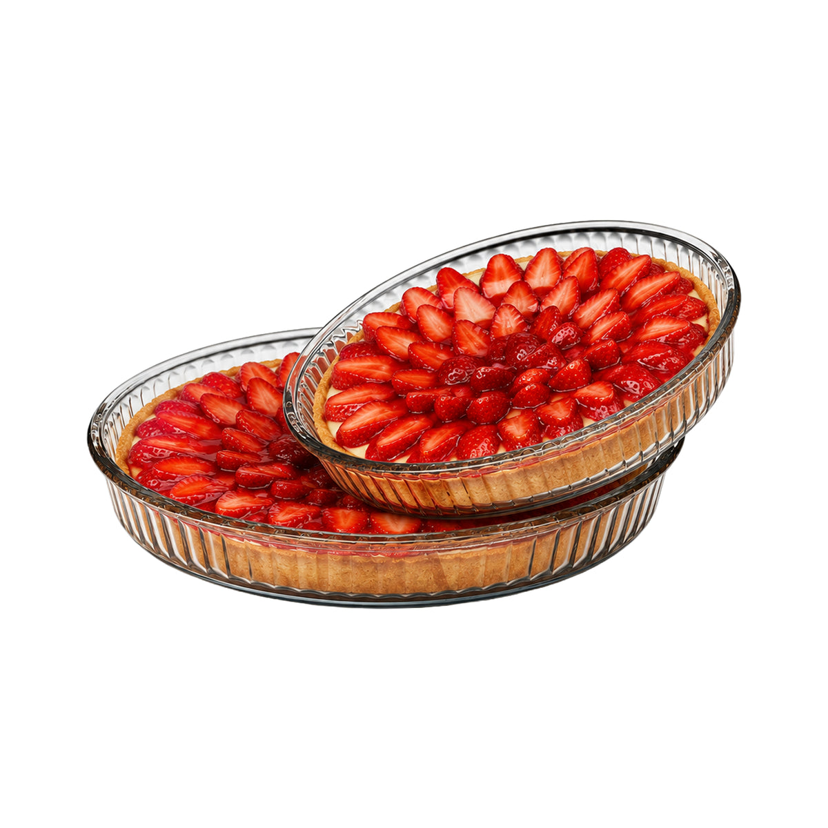 Pasabahce Borcam Runde Glas-Auflaufformen 2er-Set - 2,95 L & 1,72 L