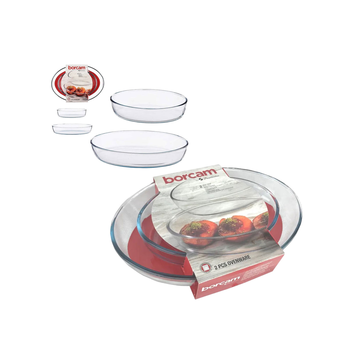 Pasabahce Borcam Ovales Ofenset Auflaufform– 2-tlg, 3200 ml und 1550 ml