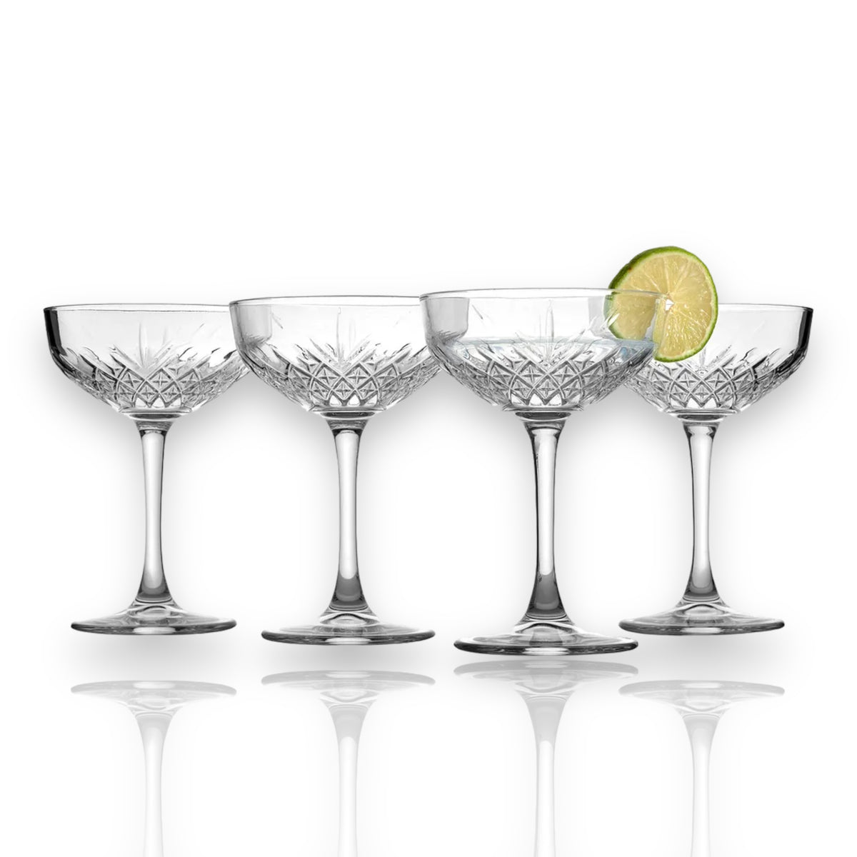 Pasabahce Timeless Champagner Coupes - Kristall-Designglas 255 ml - 4er Set
