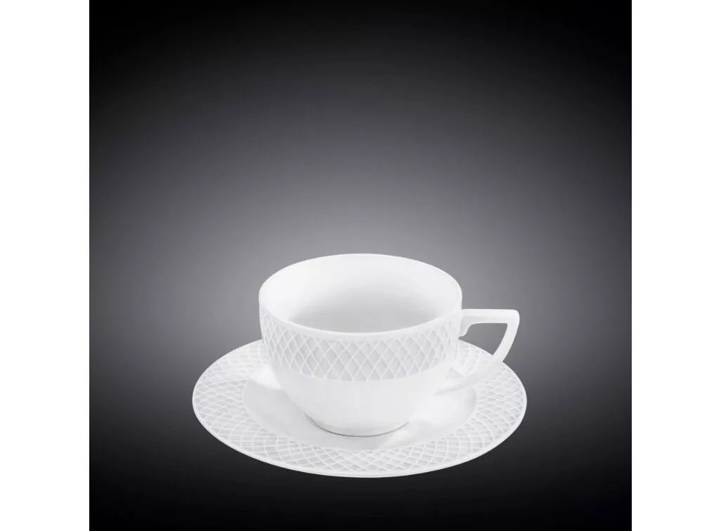 Wilmax Tasse mit Untertasse 170 ml Weiß Porzellan 6er Set WL-880101402/AB6