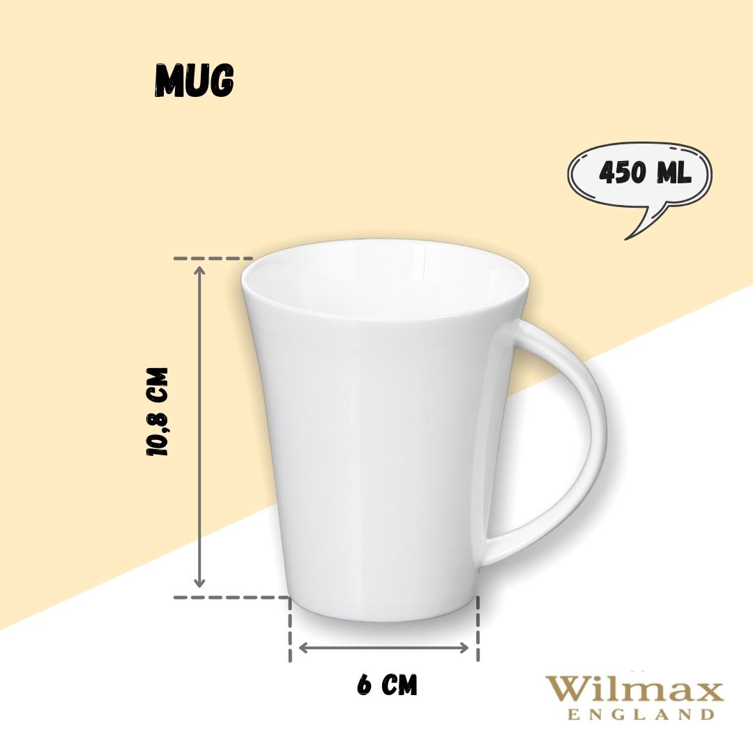 Wilmax Tasse 380 ml Weiß Porzellan für Kaffee und Tee