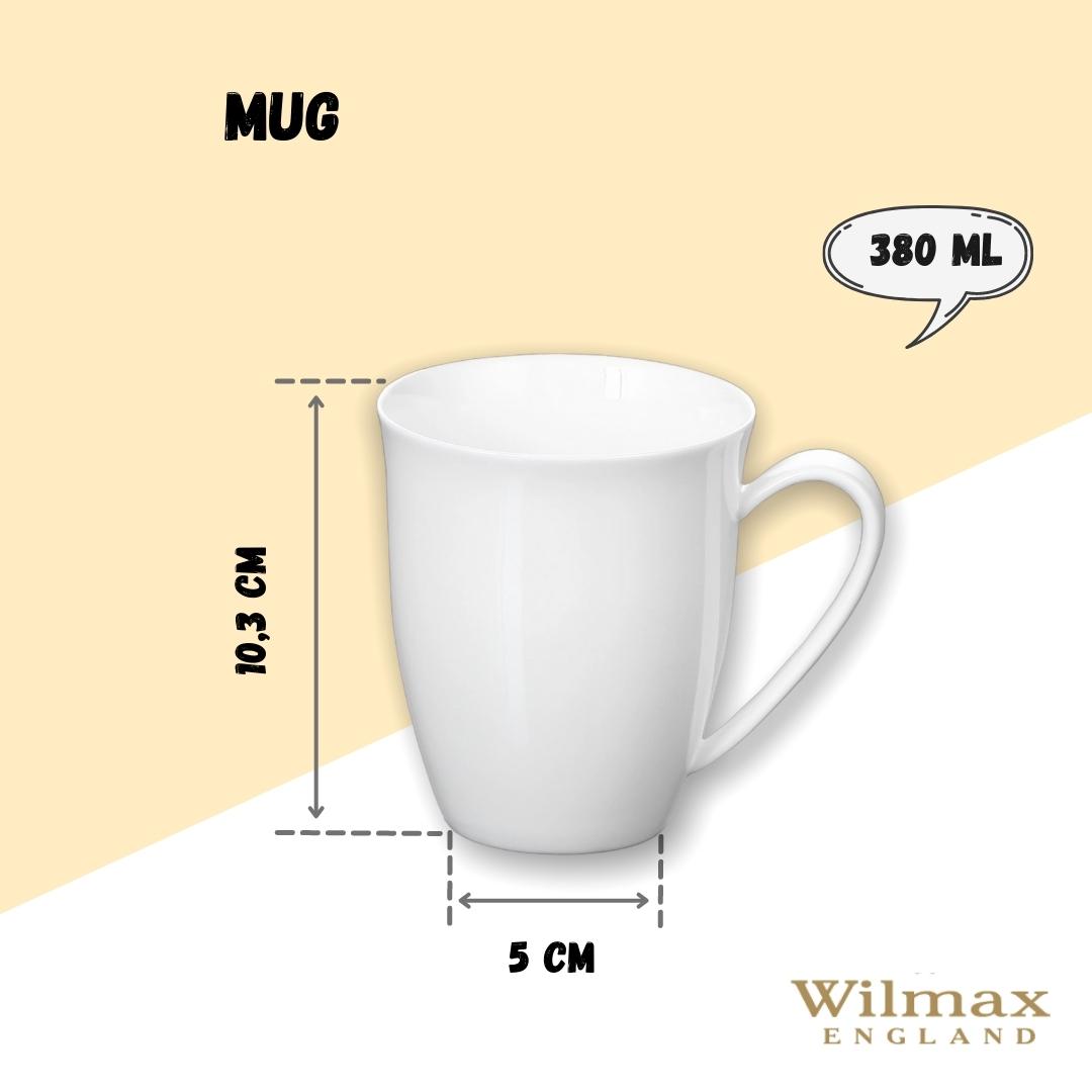 Wilmax Tasse 380 ml Weiß Porzellan für Kaffee und Tee