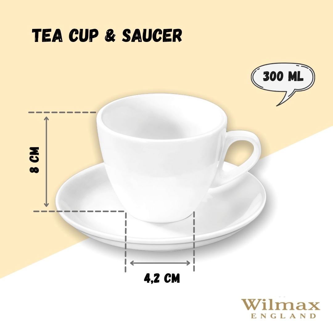 Wilmax Teetasse mit Untertasse 300 ml Weiß Porzellan