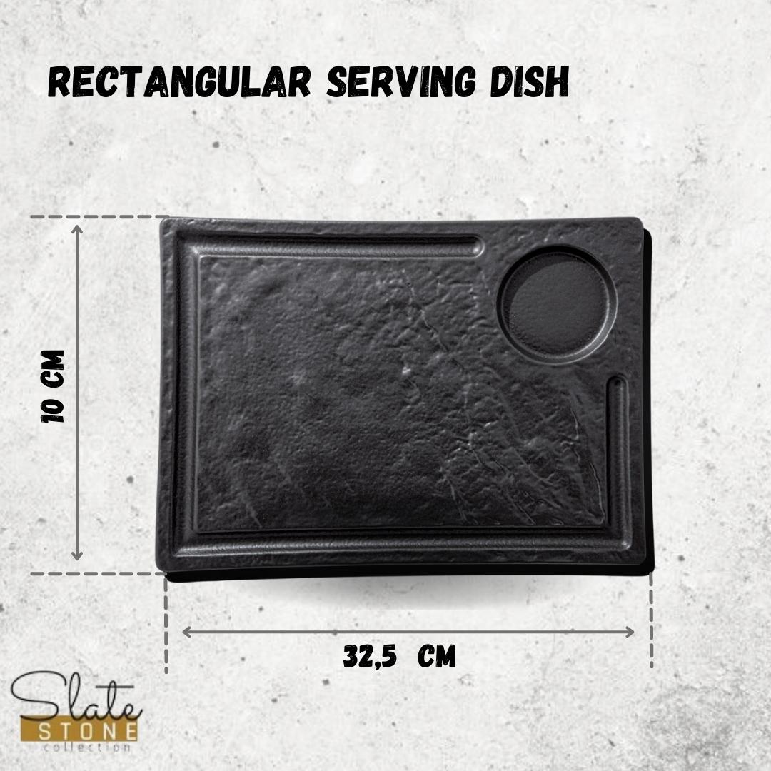 Wilmax Rechteckiger Servierteller SlateStone Schwarz 32.5 x 23 cm Porzellan