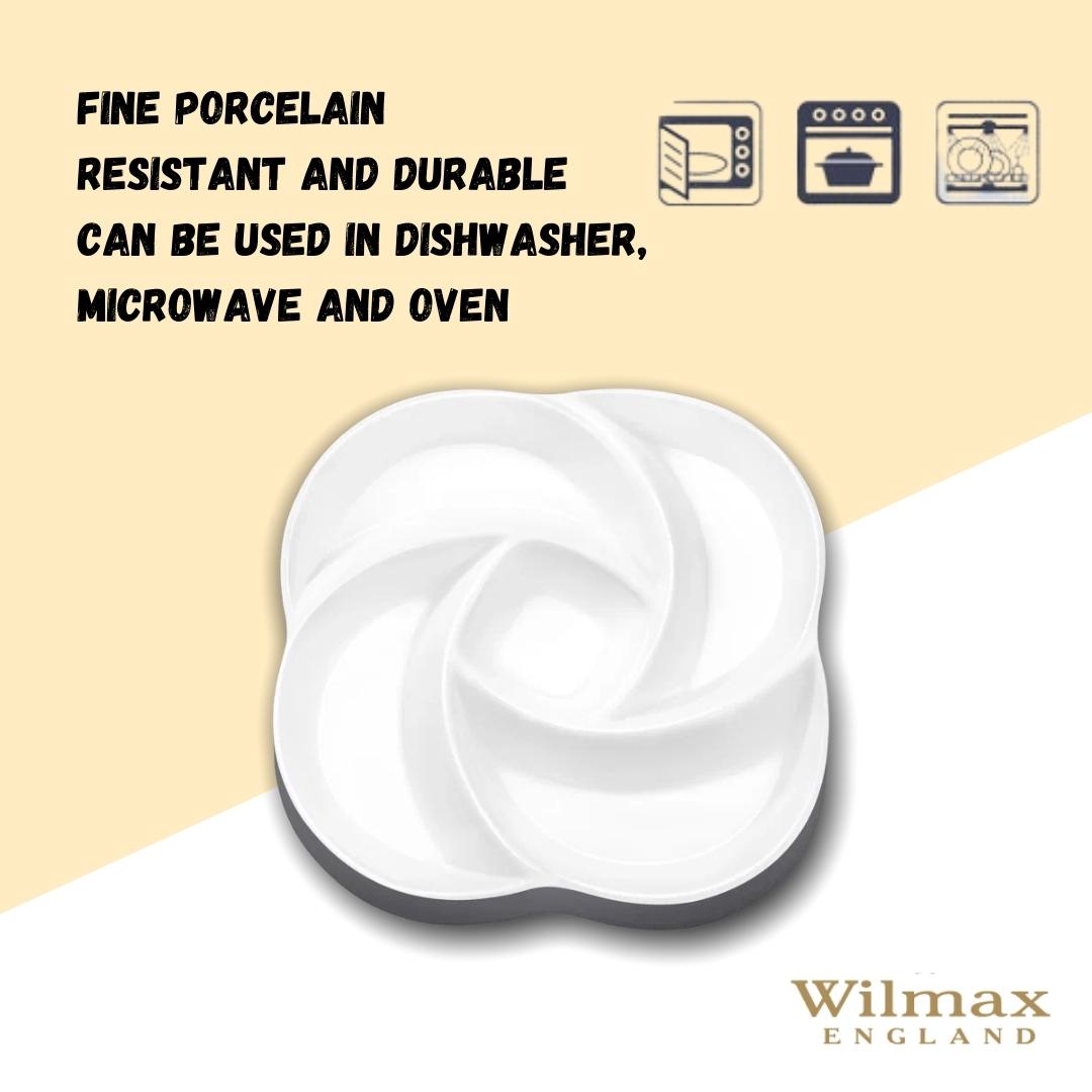 Wilmax Servierplatte 30 cm aus Porzellan, teilbar, spülmaschinenfest