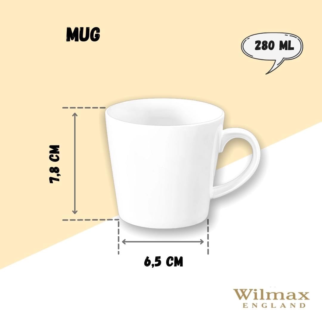 Wilmax Tasse 280 ml Weiß Porzellan klassisch WL-993101/A