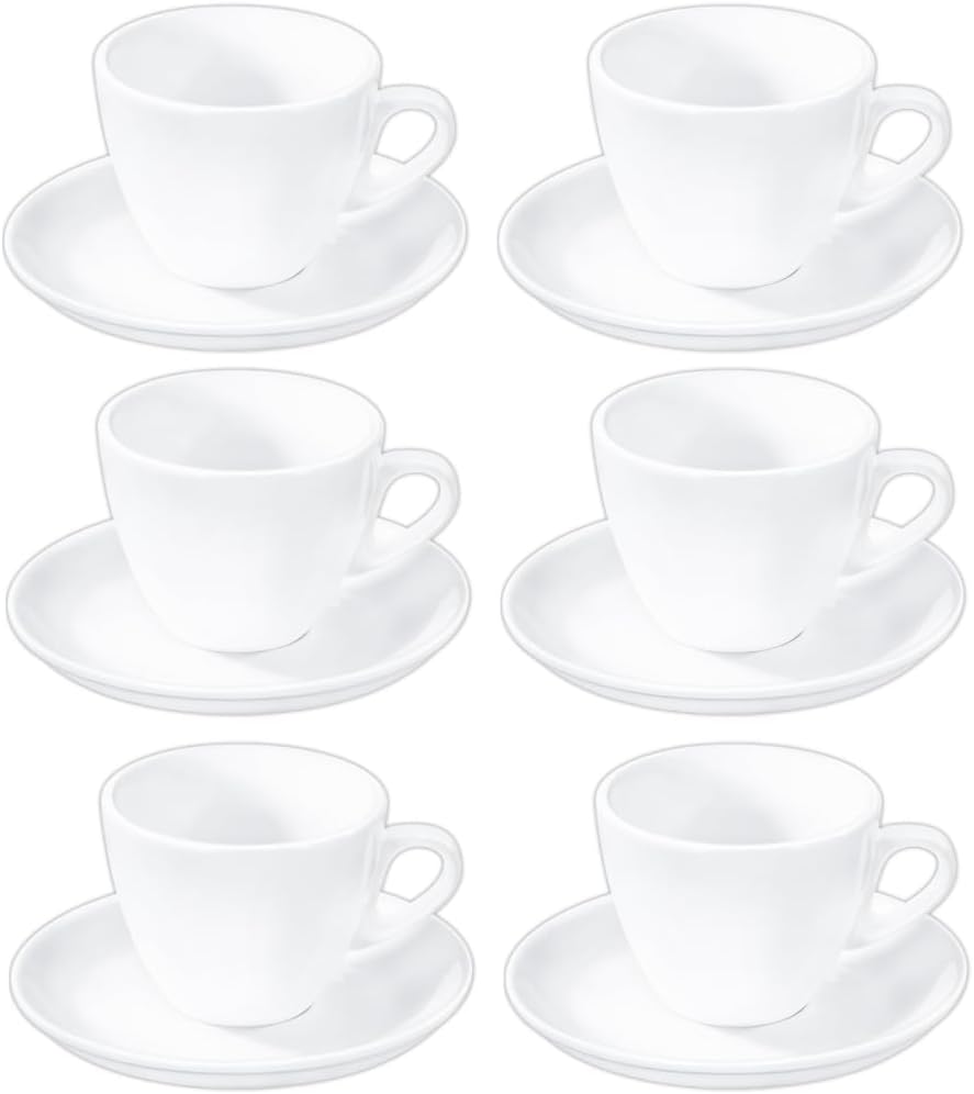Wilmax Tassen 300 ml Weiß Porzellan mit Untertassen 6er Set WL-993176/AB6