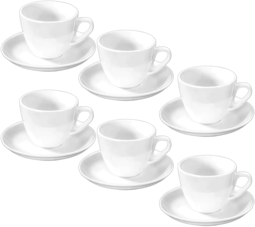 Wilmax Kaffee- und Teetassen mit Untertassen 90 ml 6er Set WL-993041/6C