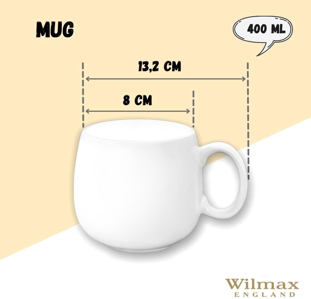 Wilmax Tasse 400 ml Weiß Porzellan für Kaffee und Tee