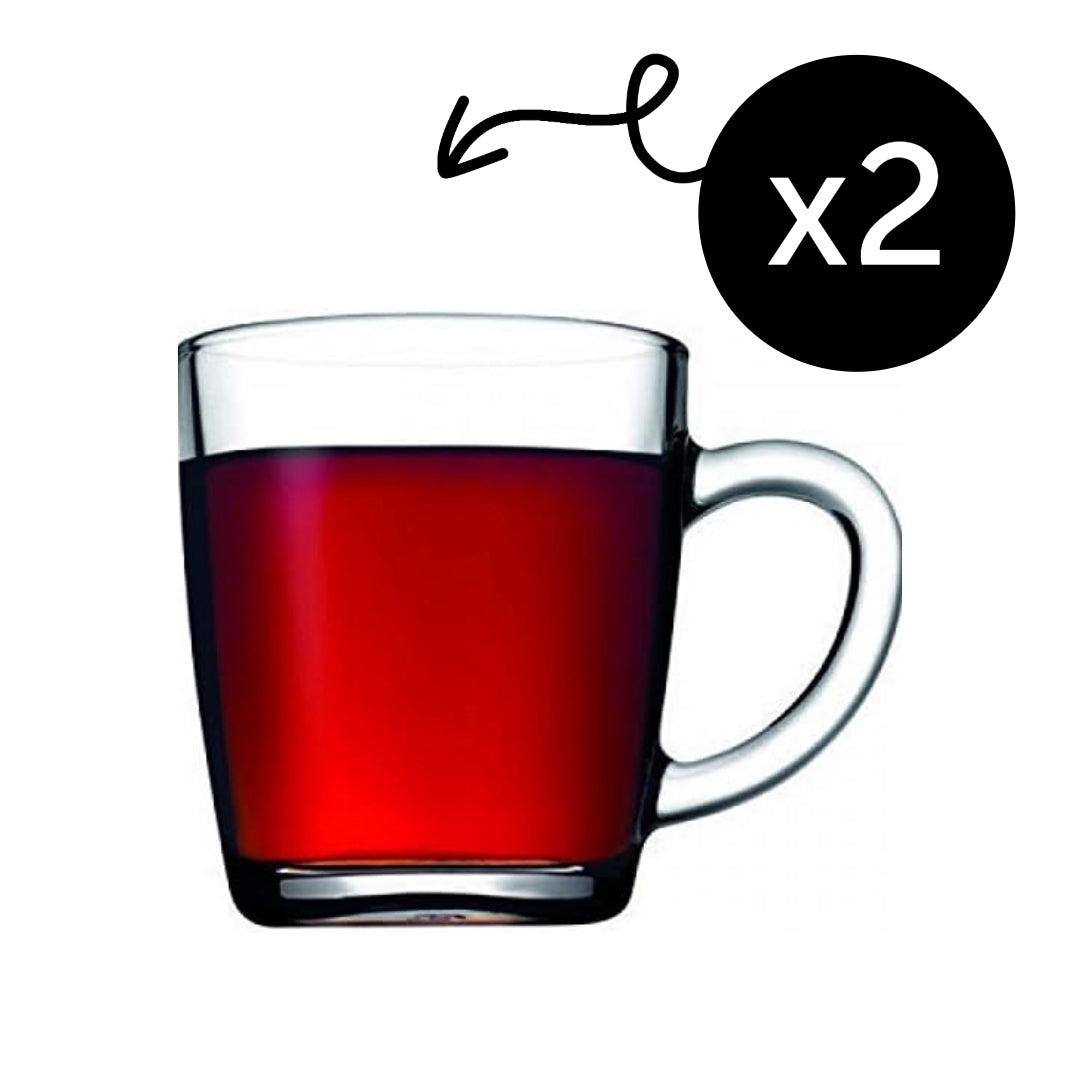 Pasabahce Basic Glas-Mug mit Henkel - 2er Set, 350 ml