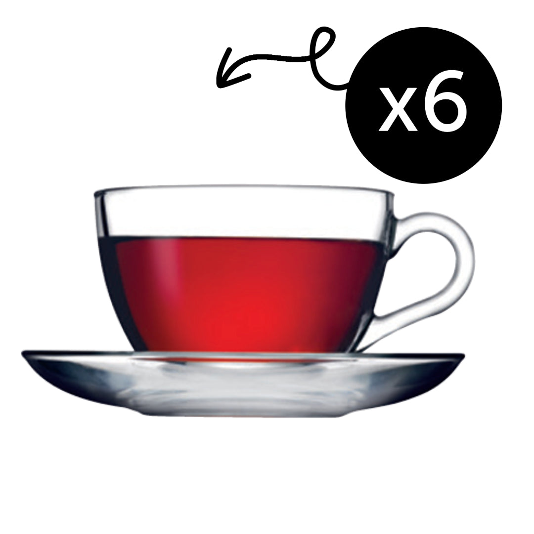 Pasabahce Basic Glastassen-Set mit Unterteller - 12-tlg.Set, 238ml