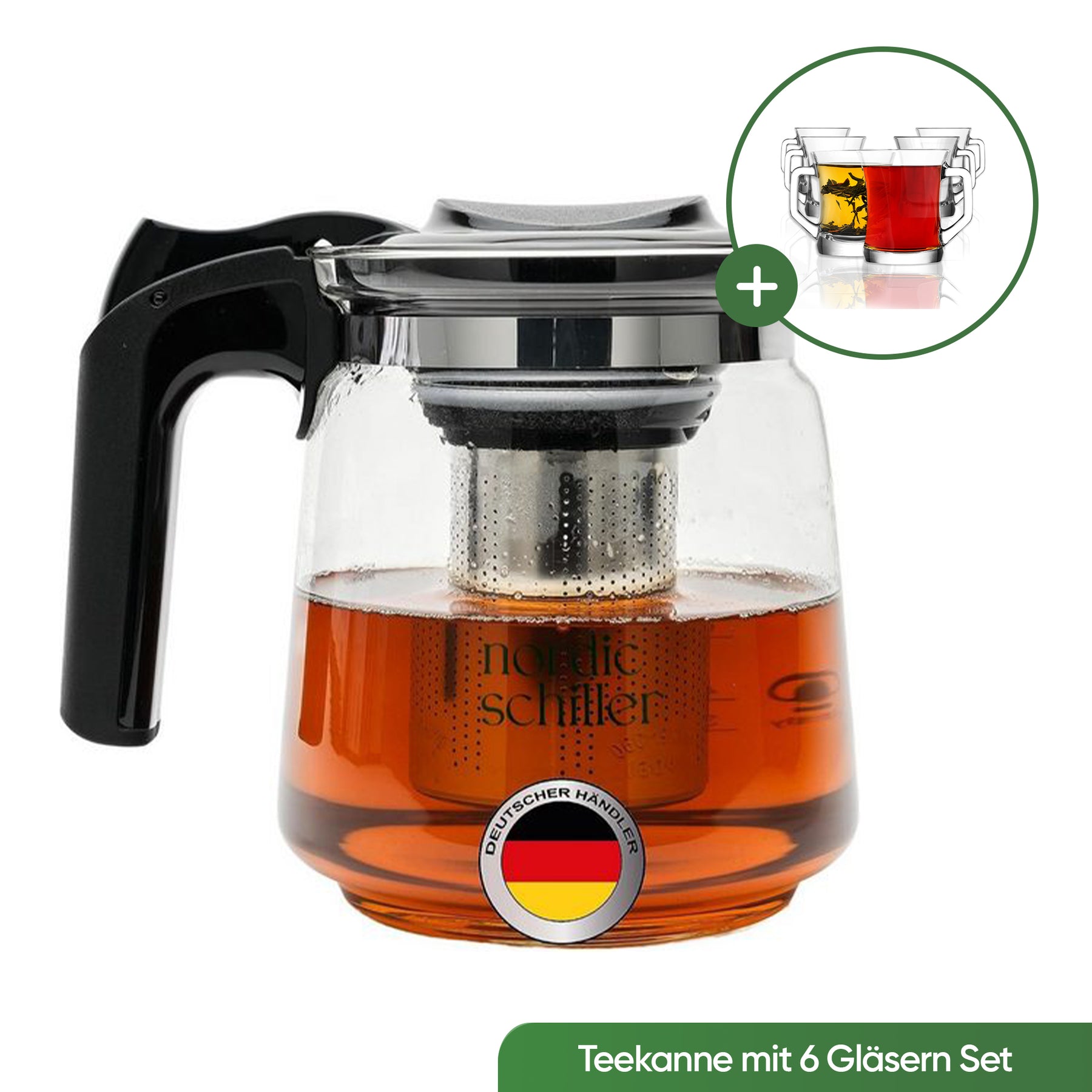 Nordic Schiller Glas 7-tlg. Teekanne Set