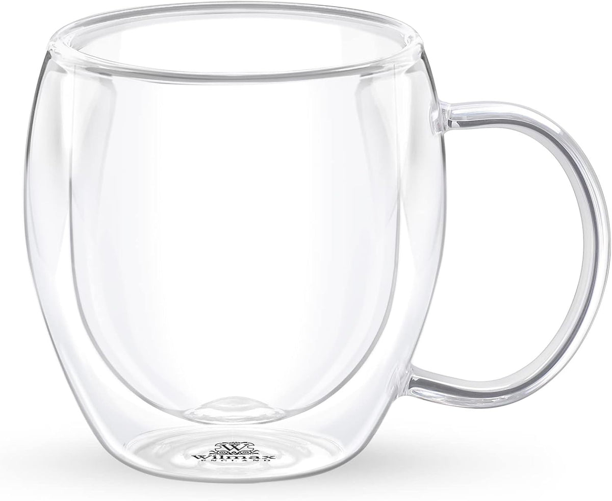 Wilmax Doppelwandige Thermoglas-Tasse mit Henkel