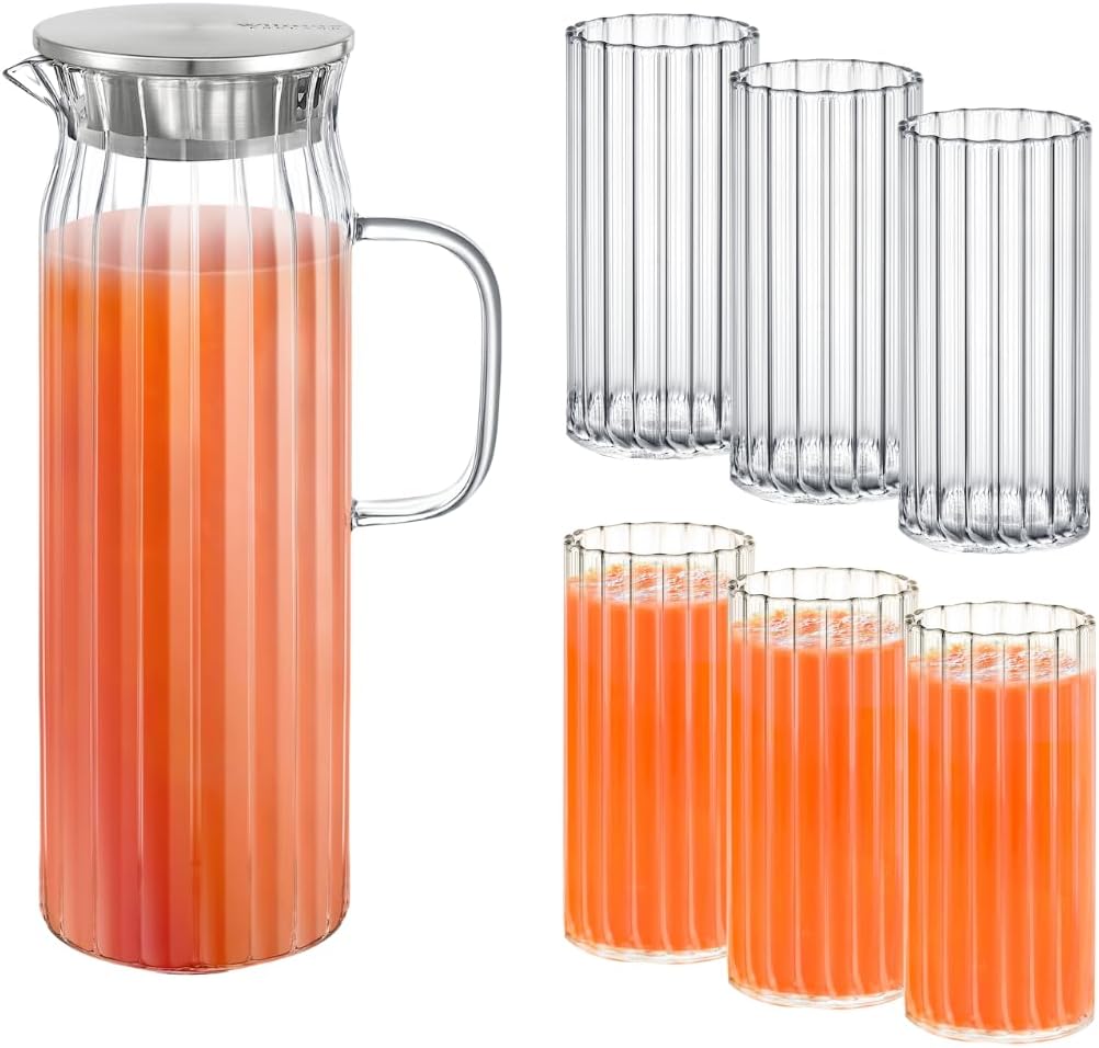 Wilmax Karaffe mit 6 Gläsern Glas Set WL-888220/A-888625/A6