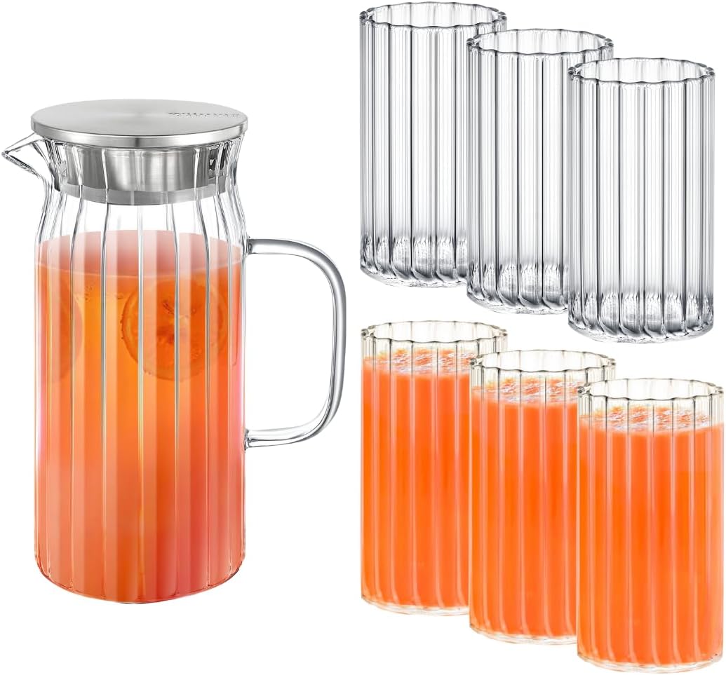 Wilmax Karaffe mit 6 Gläsern Glas Set WL-888219/A-888624/A6