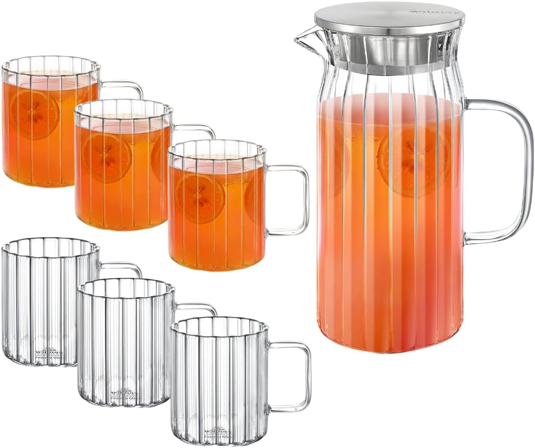 Wilmax Karaffe mit 6 Gläsern Glas Set WL-888219/A-888616/A6