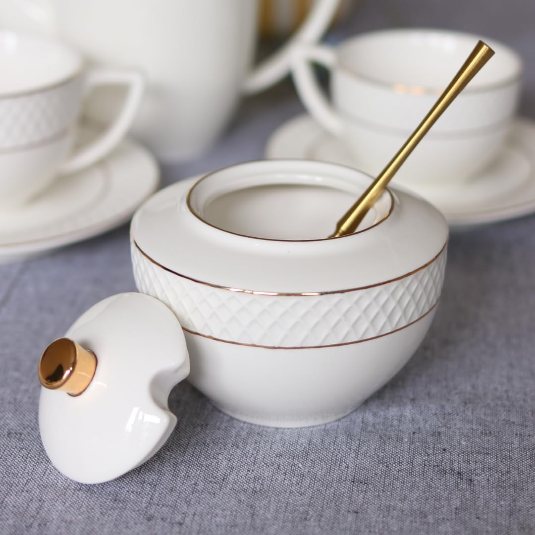Wilmax Zucker- & Milchkännchen Set Porzellan Goldrand WL-880102470/A-880102475/A