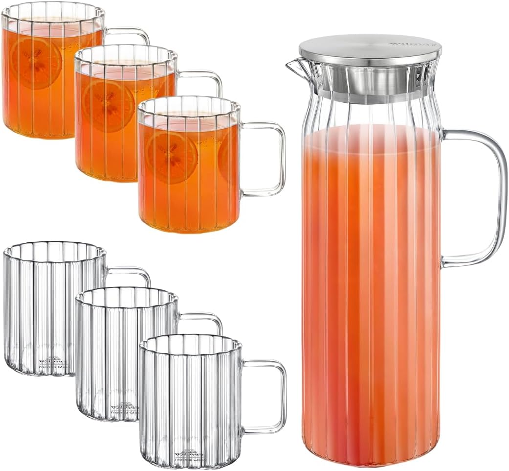 Wilmax Karaffe mit 6 Gläsern Glas Set WL-888220/A-888617/A6