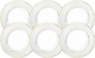 Wilmax Speiseteller 25.5 cm Weiß Goldrand Porzellan 6er Set WL-880102104/A6
