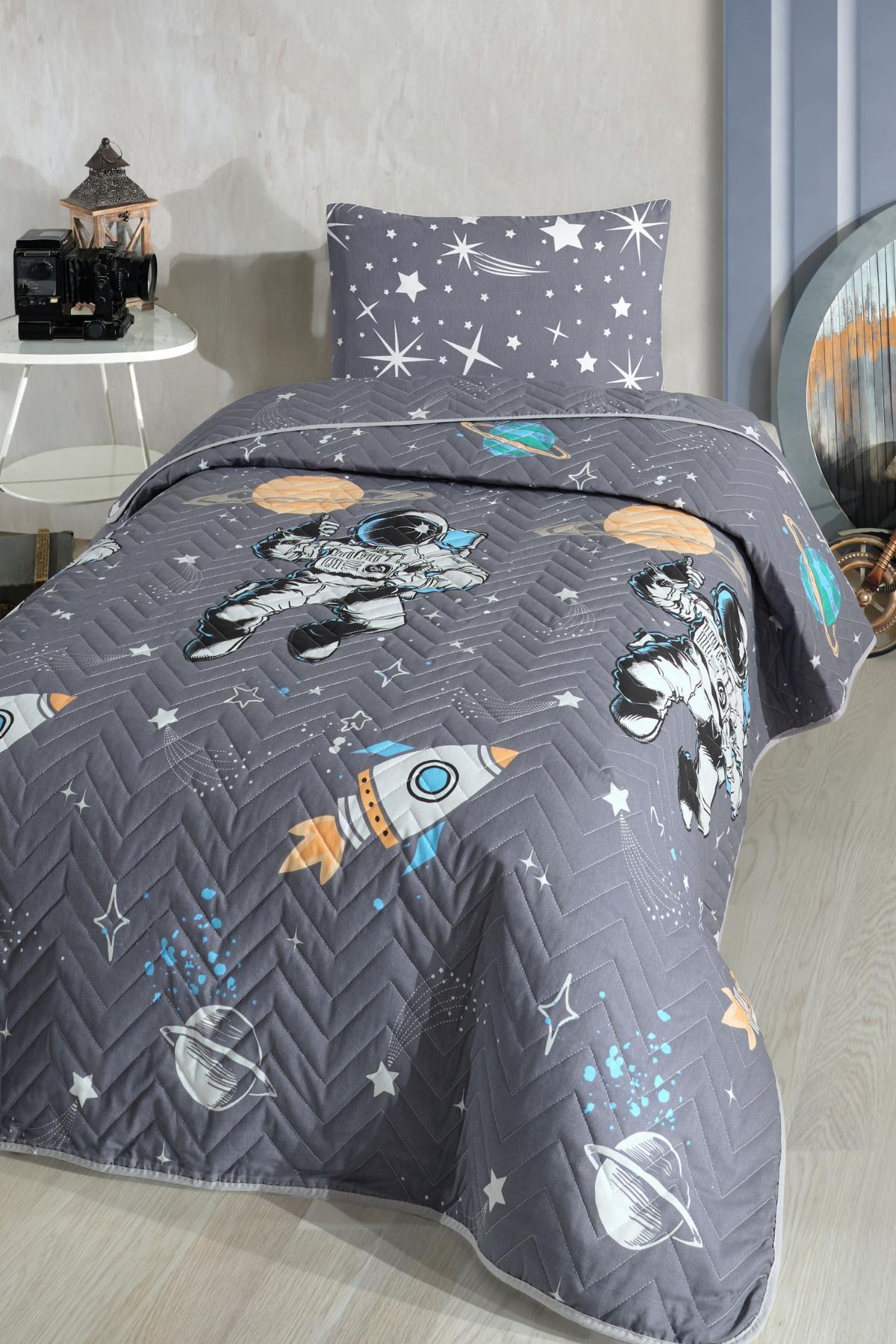 Astronauten-Bettwäscheset für Kinder und Jugendliche, 160 x 230 cm (ohne Spannbettlaken)