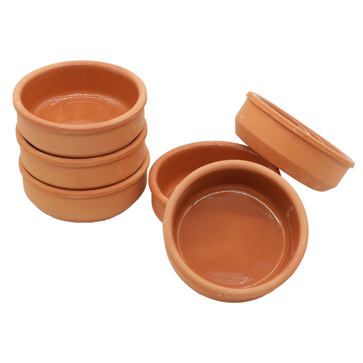 Viapot ANADOLU 6er Set - 250 ml - Innen Braun Glasiert - Terrakotta-Schalen - 12×4 cm
