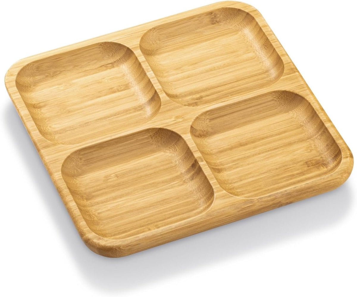 Wilmax Bambus Schale 2 Fächer 22x22 cm Natur WL-771220/A