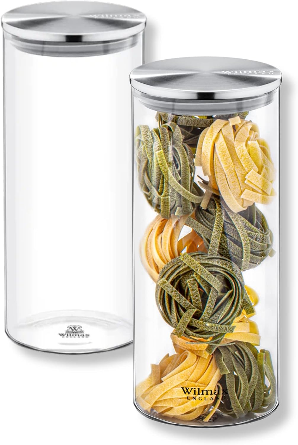 Wilmax Vorratsglas 1500 ml mit Edelstahldeckel 2er Set