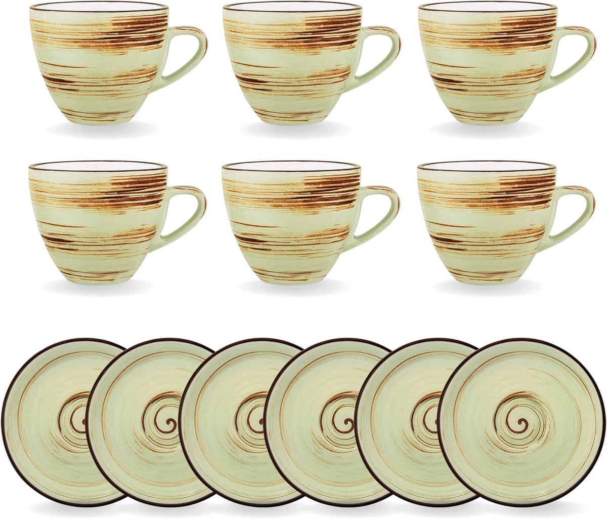 Wilmax Espressotasse mit Untertasse 110 ml Pistazie Porzellan 6er Set WL-669134/AB6