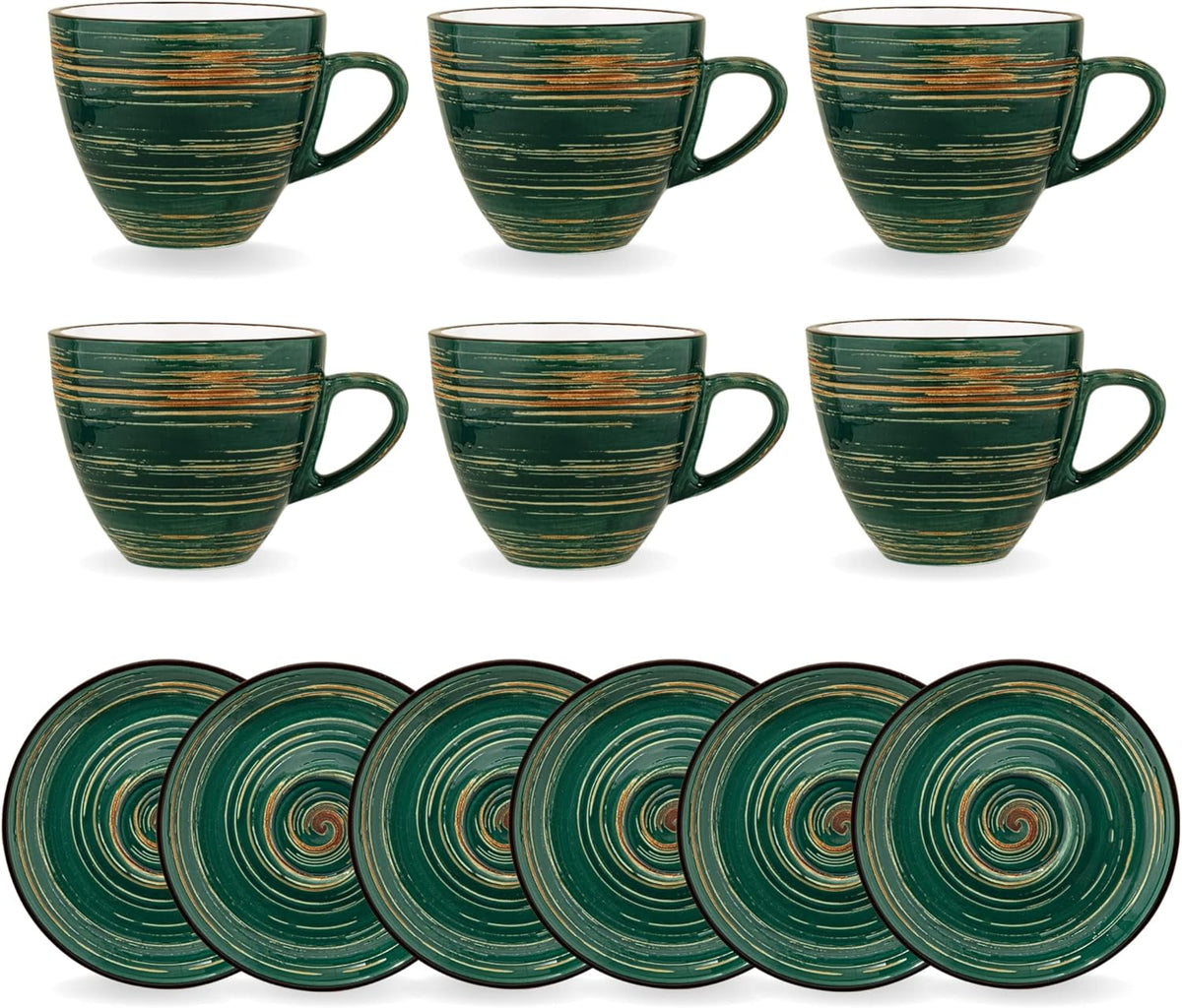 Wilmax Espressotasse-Untertasse 75 ml Grün Porzellan 6er Set WL-669533/AB6