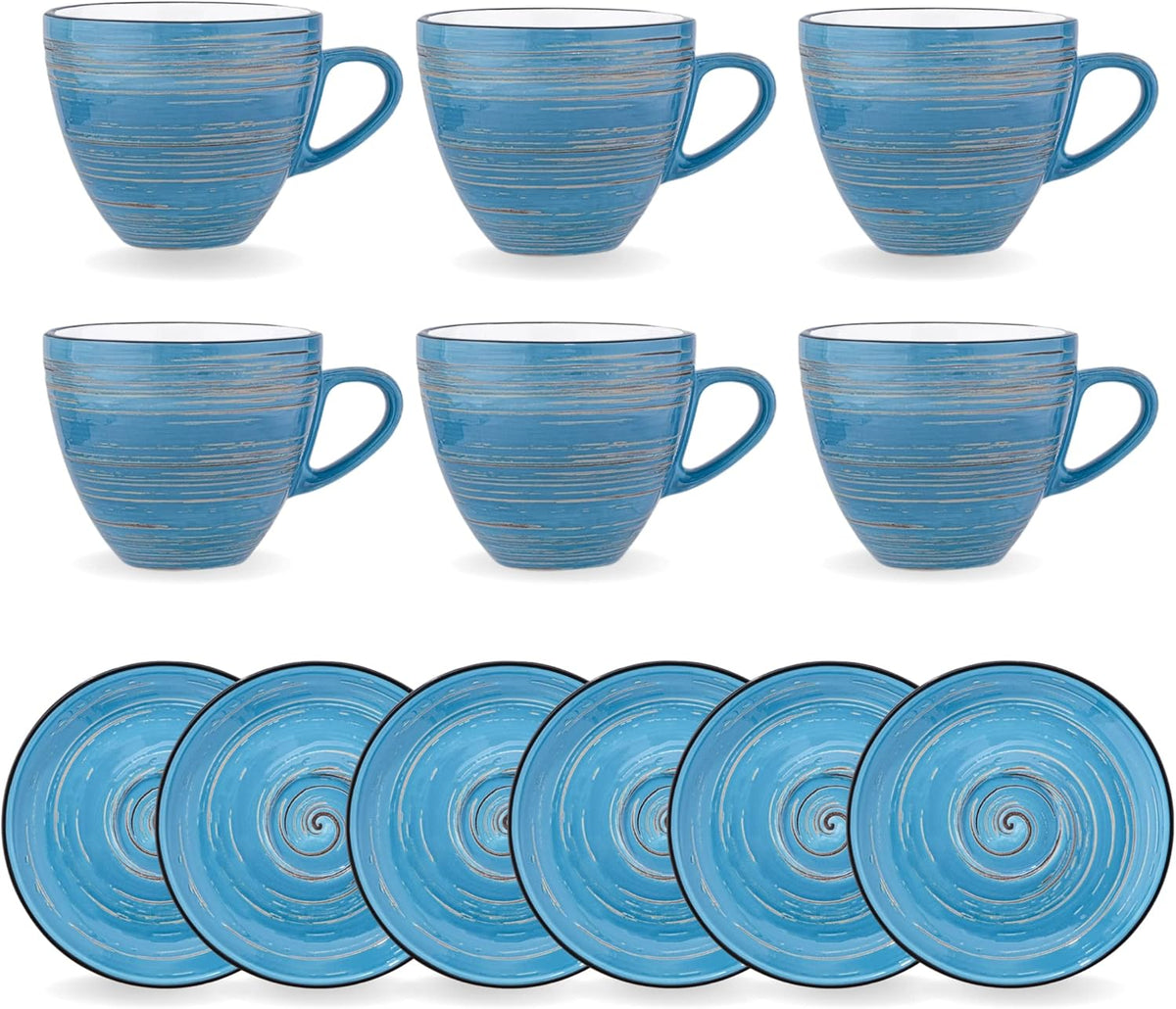 Wilmax Espressotasse-Untertasse 75 ml Blau Porzellan 6er Set WL-669633/AB6