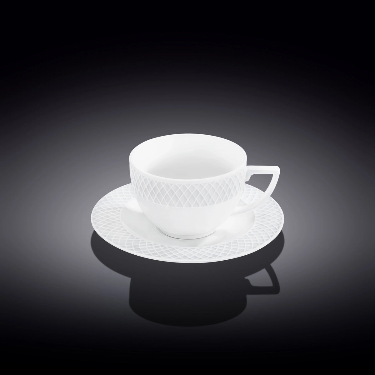 Wilmax Tasse mit Untertasse 240 ml Weiß Porzellan 6er Set WL-880105/6C
