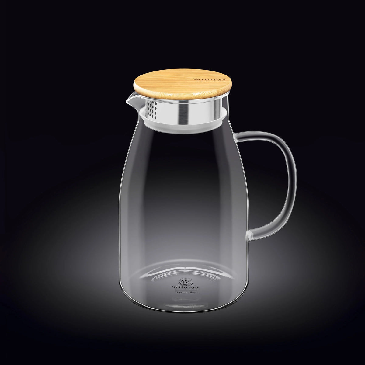 Wilmax Karaffe 1900 ml Thermoglas mit Bambusdeckel Transparent WL-888216/A