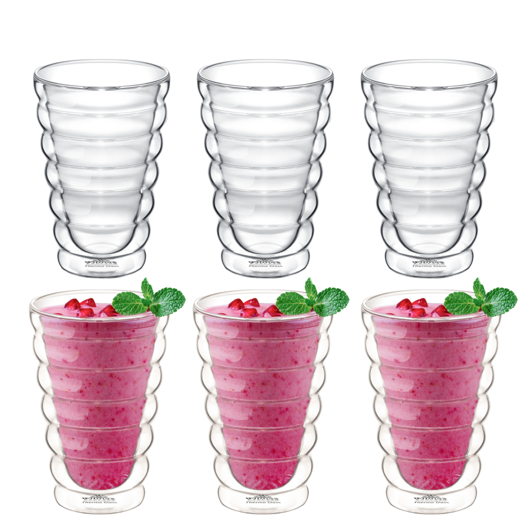 Wilmax Doppelwandiges Thermoglas 400 ml 6er Set