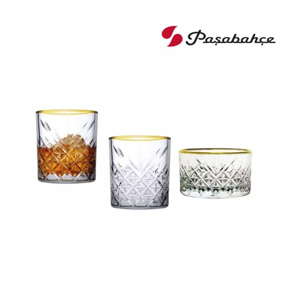 Pasabahce Timeless Whisky 3er Set mit Goldrand