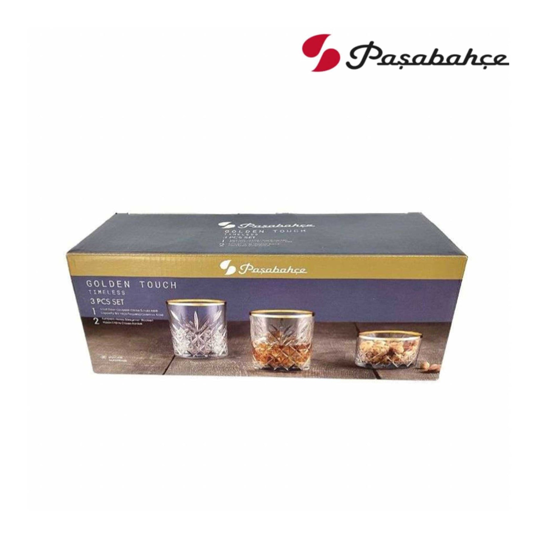Pasabahce Timeless Whisky 3er Set mit Goldrand