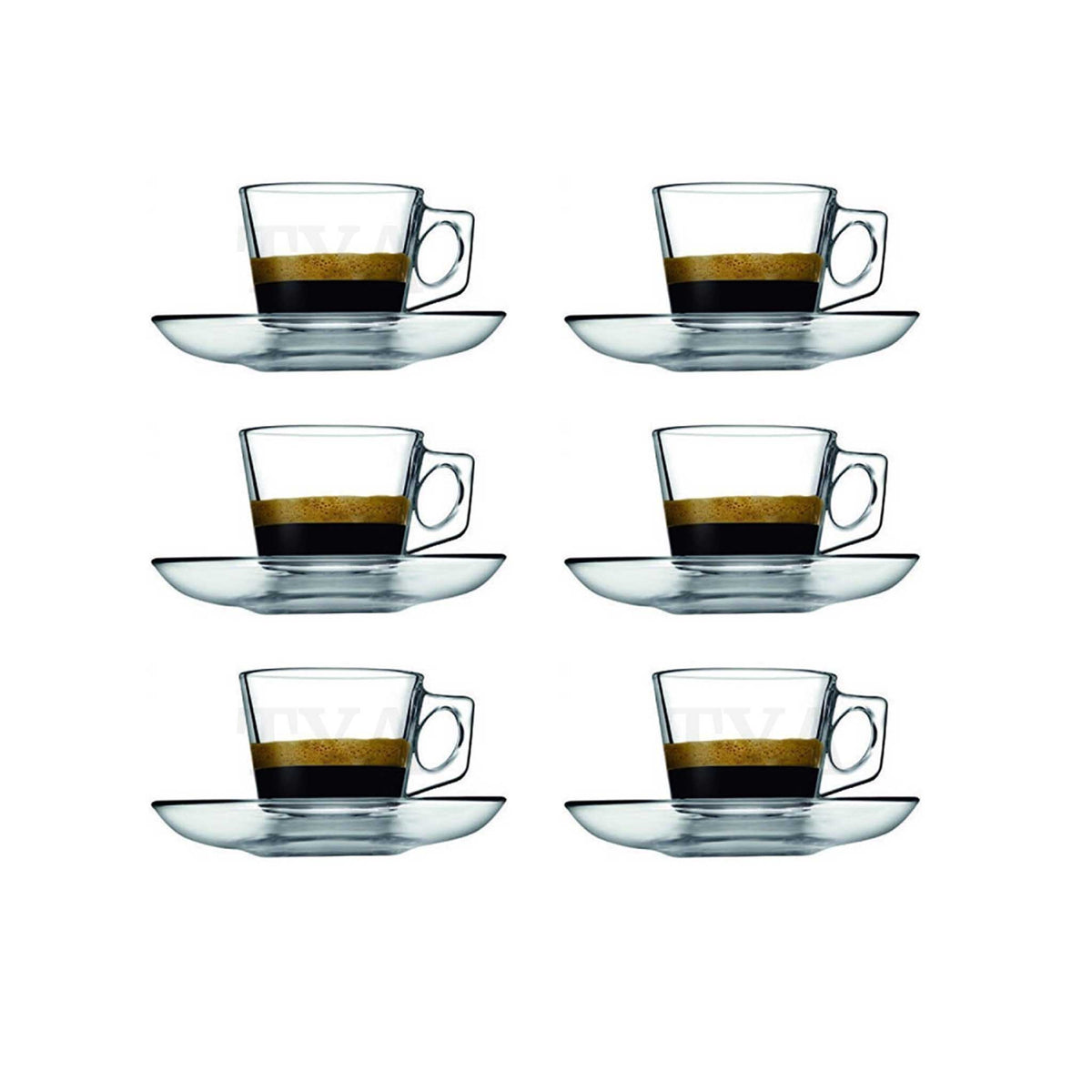 Pasabahce Vela 12-tlg. Cup & Saucer Set 80 ml - Moment der Nutzung - Alle Teile