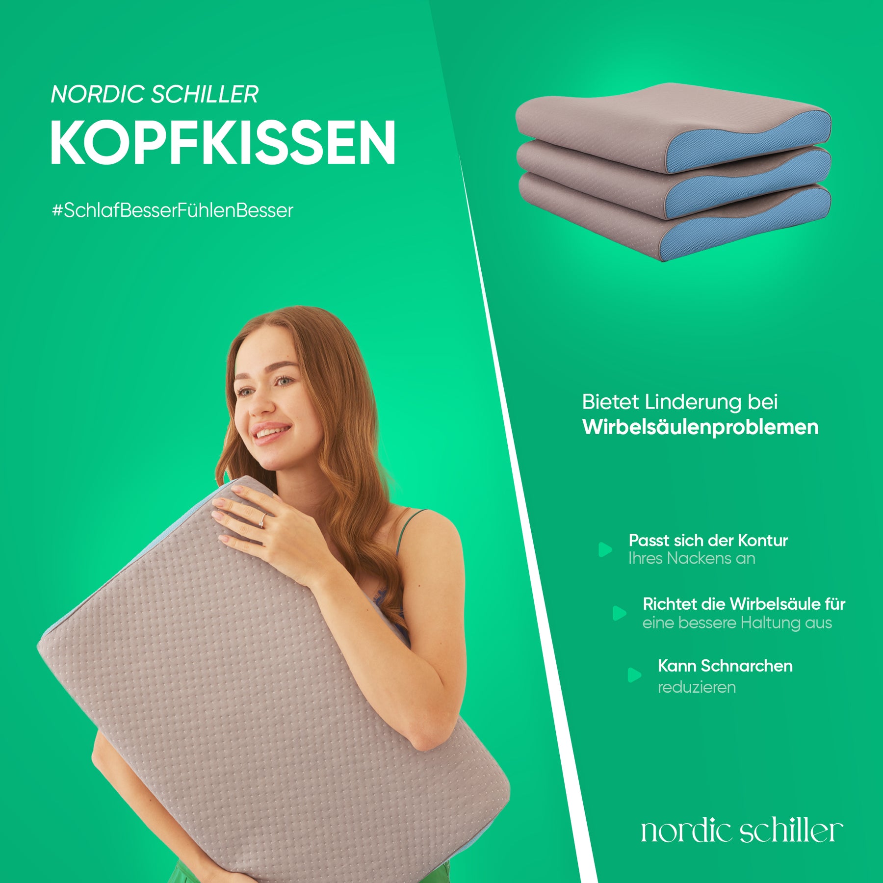 Nordic Schiller Carbon Visco Nackenstützkissen 60 x 40 cm