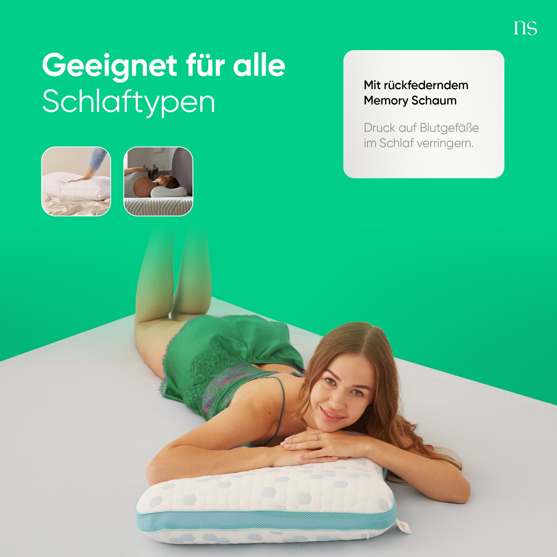Nordic Schiller Cooler Visco Anti-Schnarch-Kissen 70 x 50 cm