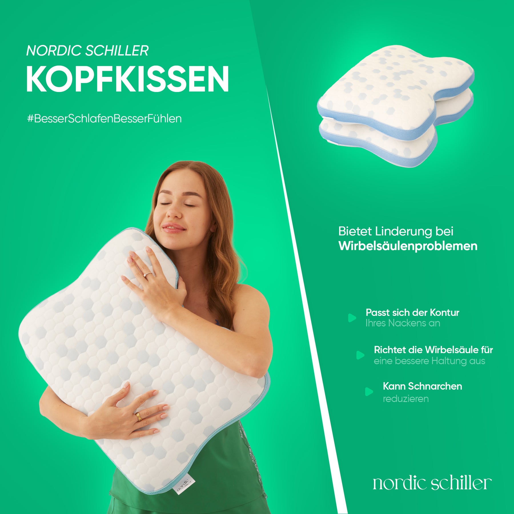 Nordic Schiller Cooler Visco Anti-Schnarch-Kissen 70 x 50 cm