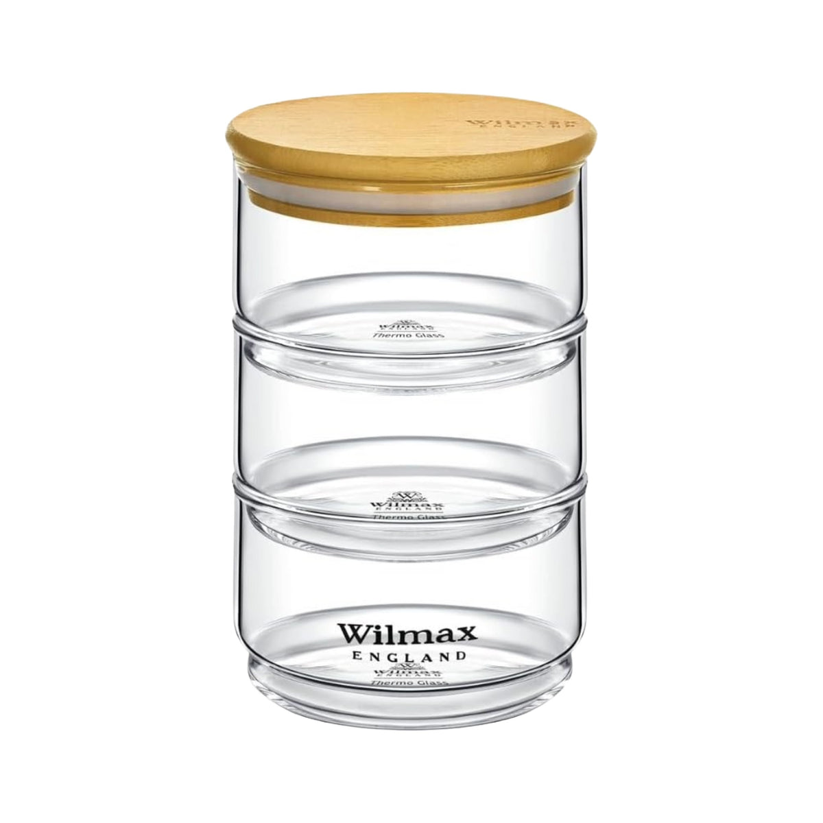 Wilmax Vorratsglas 3-stufig mit Bambusdeckel Transparent WL-888522/A