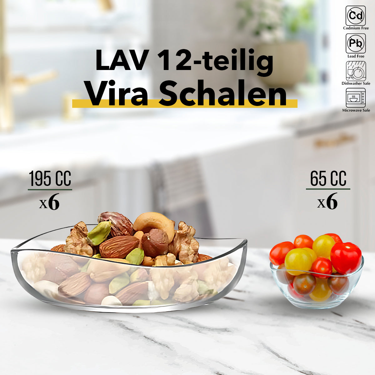 LAV 12-teiling Schalen Set - 6x 195 ml + 6x 65 ml