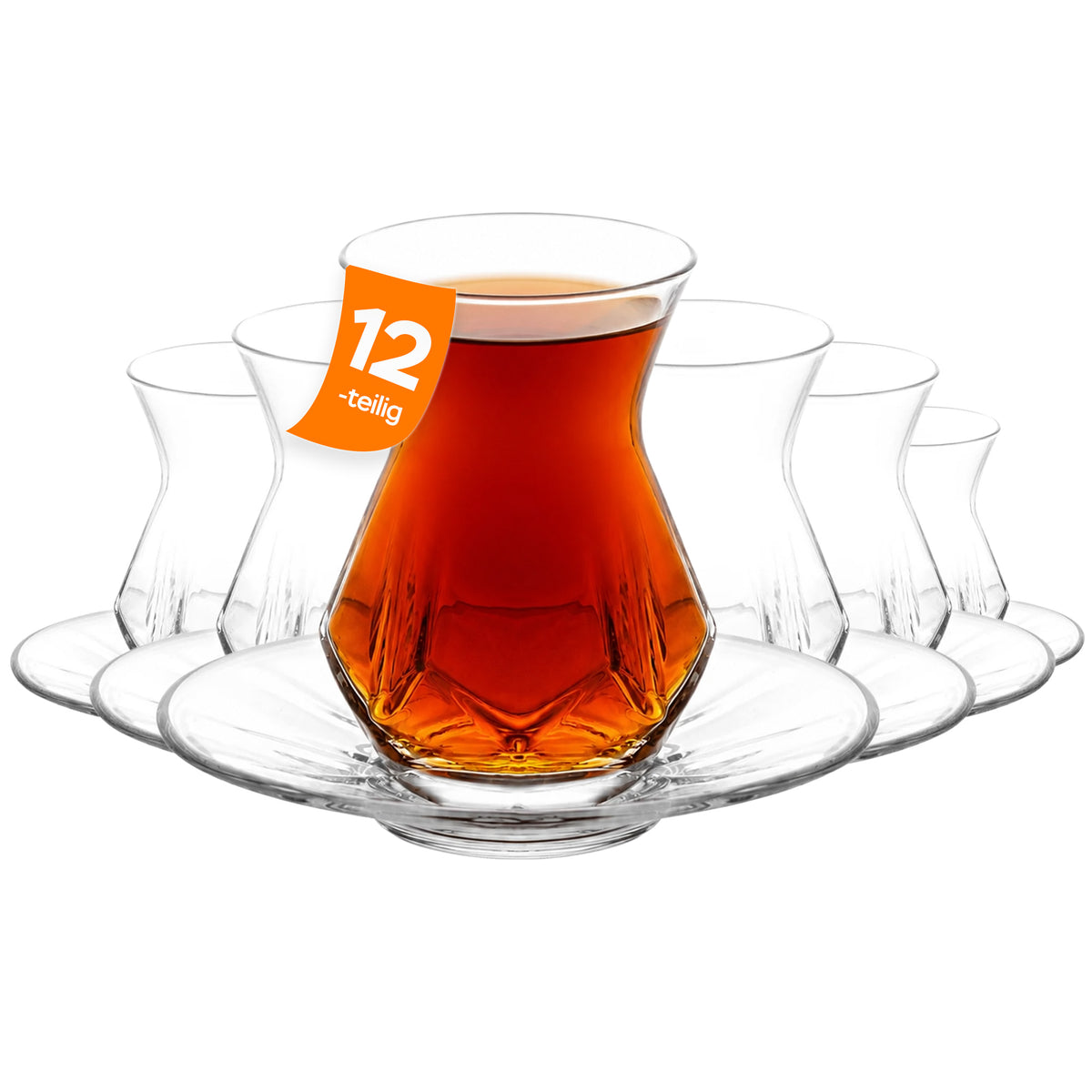 LAV Alya Teegläser 165 ml (5 1/2 oz) - 6 Gläser & 6 Unterteller Set