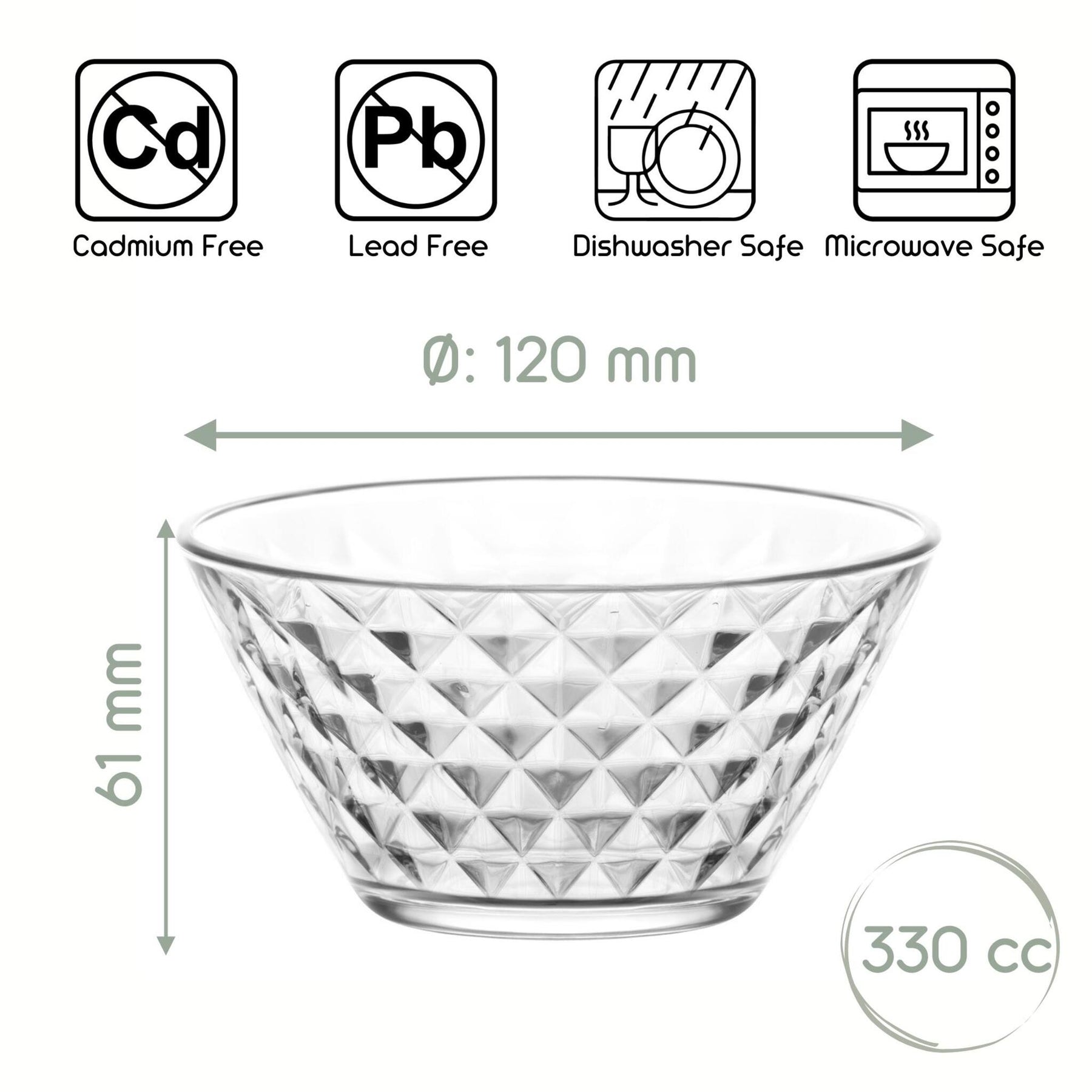 LAV Artemis Glasschalen – 330 ml (11 1/4 oz), 6er Set