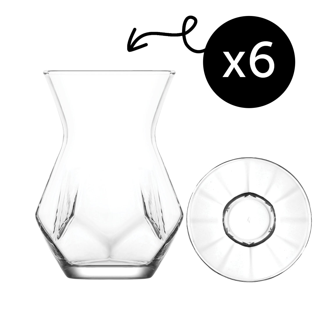 LAV Alya Teegläser 165 ml (5 1/2 oz) - 6 Gläser & 6 Unterteller Set