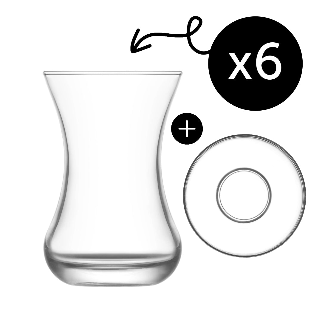 LAV Demet Teegläser & Unterteller Set - 135 ml (4 1/2 oz), 6er Set (12tlg.)