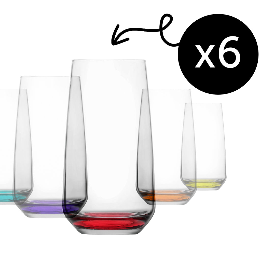 LAV Lal Transparent Rainbow Longdrinkgläser – 480 ml (16 1/4 oz), 6er Set