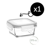 LAV Fresco Glasbehälter mit Deckel - 375 ml 12 3/4 oz, 1er Set